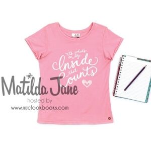 Matilda Jane Pink Short Sleeve Tee with White Script Heart
